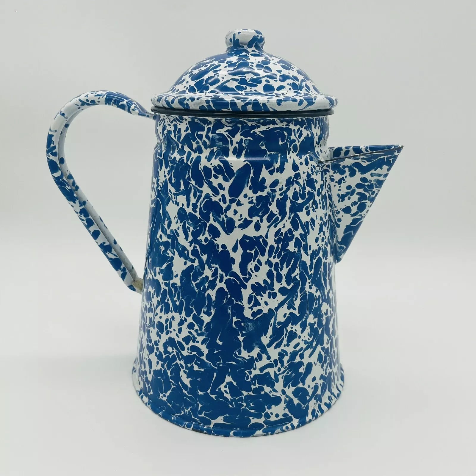 CGS International Inc. Fine Enamelware Blue white 8.5in Tea Pot 1986