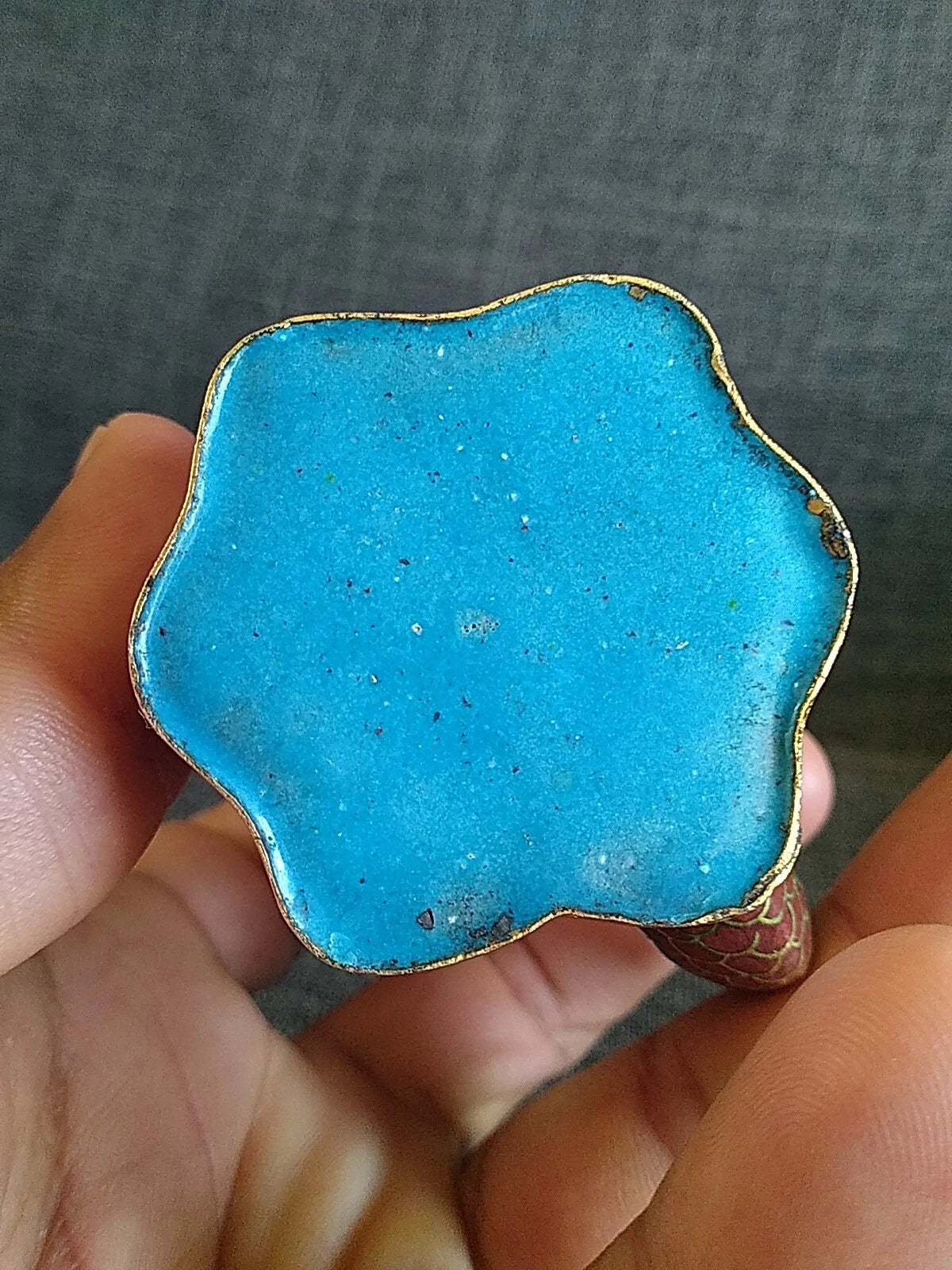 VTG CHINESE CLOISONNE BRASS AND ENAMEL BROWN  MINIATURE TEAPOT