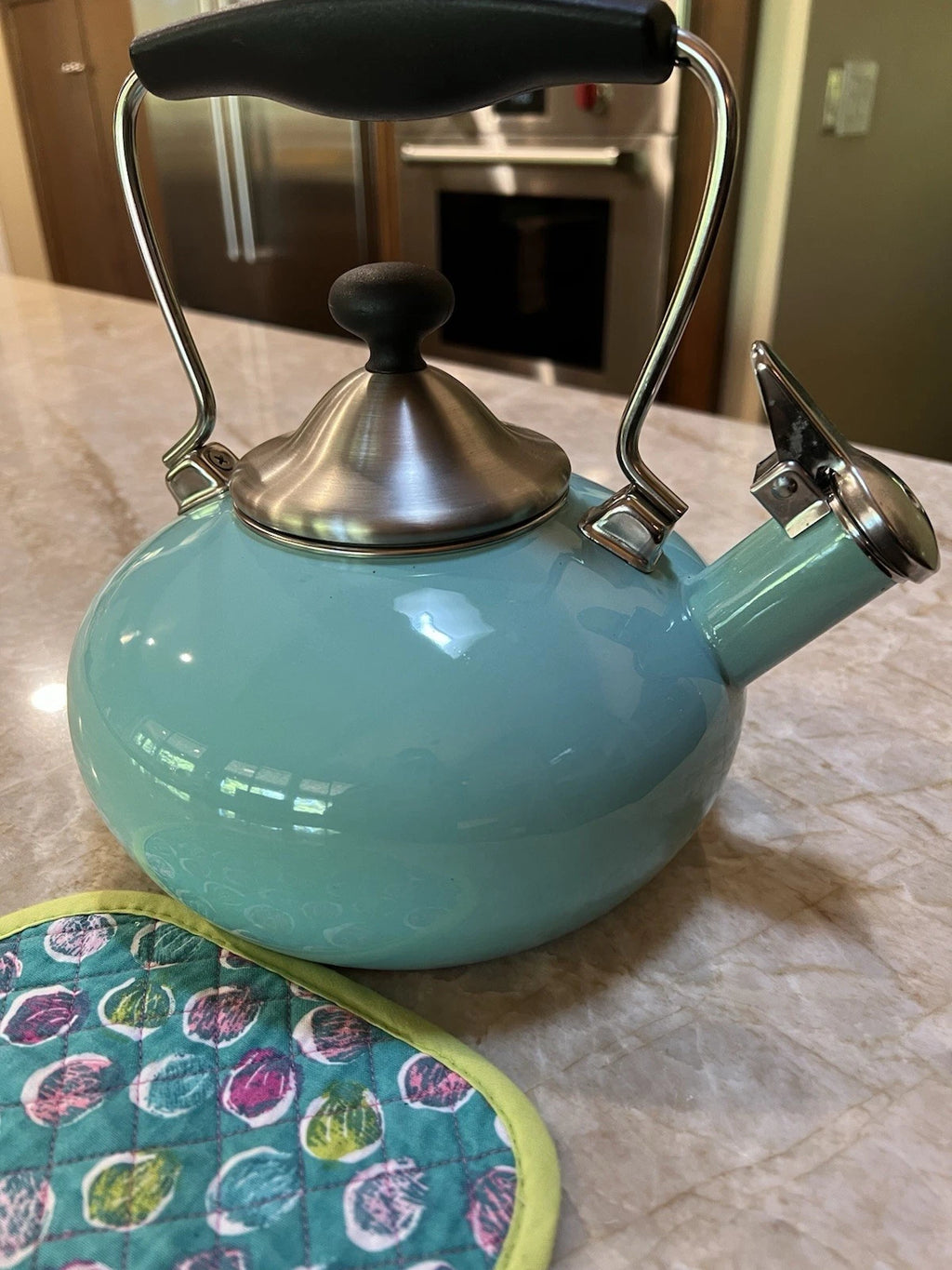 Chantal Classic Stovetop Tea Kettle Turquoise Whistling Teapot 1.8 qt