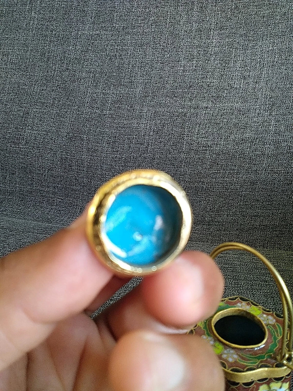 VTG CHINESE CLOISONNE BRASS AND ENAMEL BROWN  MINIATURE TEAPOT