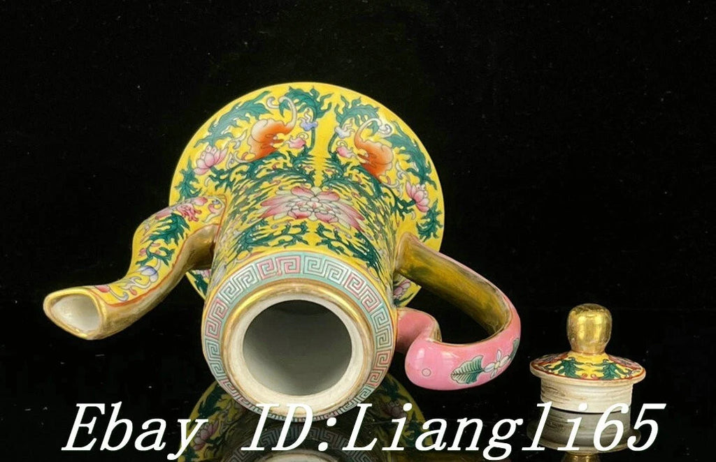 5.7'' Old Dynasty Enamel Color Porcelain Gilt Flower Bat Wine Tea Pot Flagon-