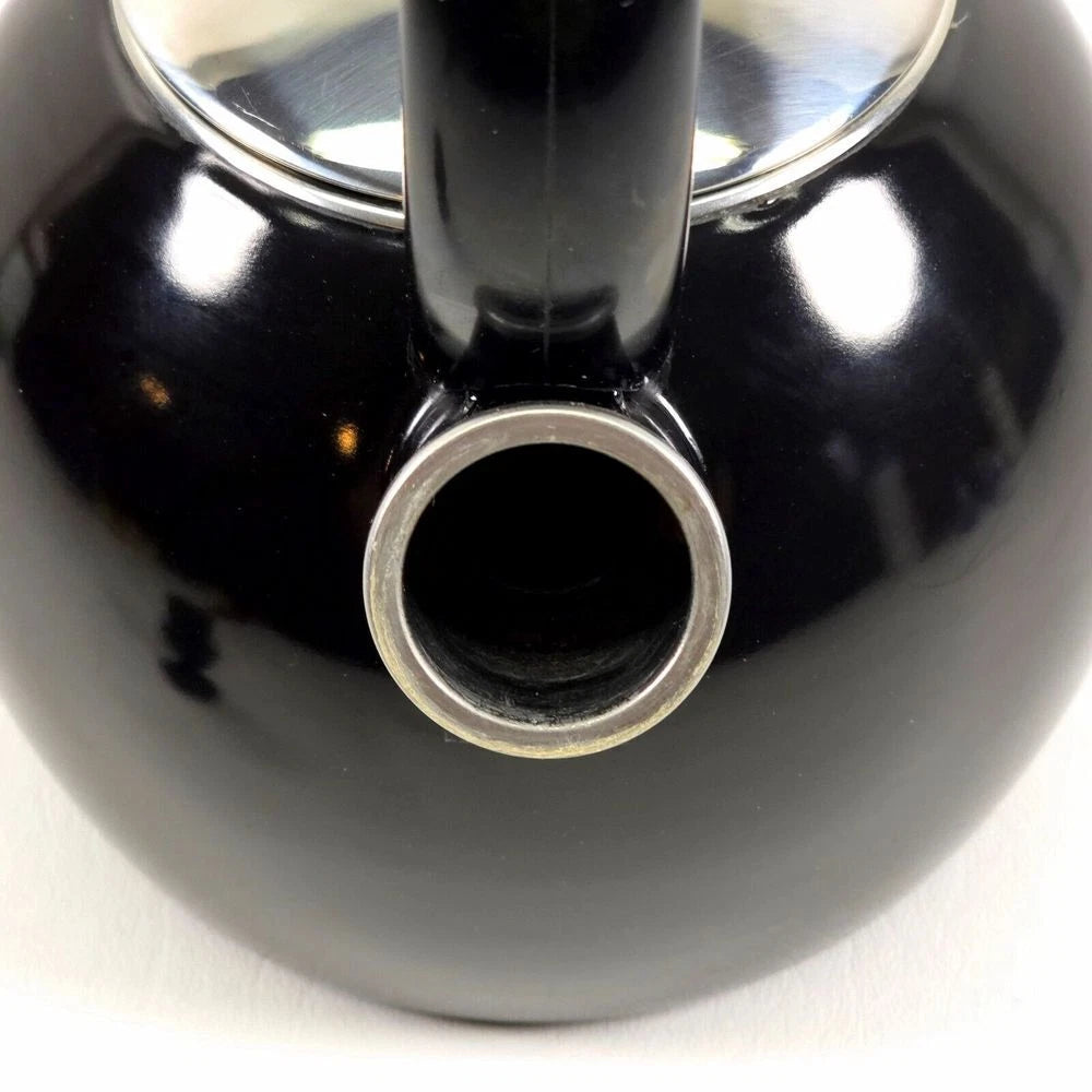 Copco Whistling Teapot Tea Kettle Pot Onyx Black Enamel With Handle and Lid EUC