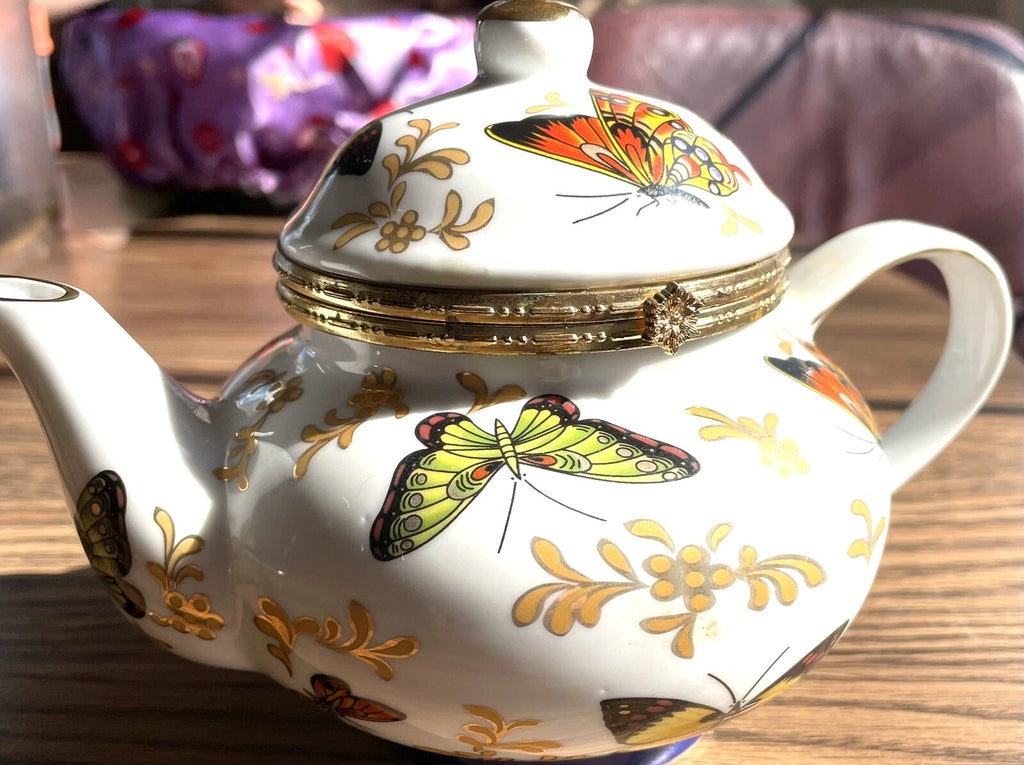 Formalities by Baum Bros Teapot Trinket Box Butterfly Theme