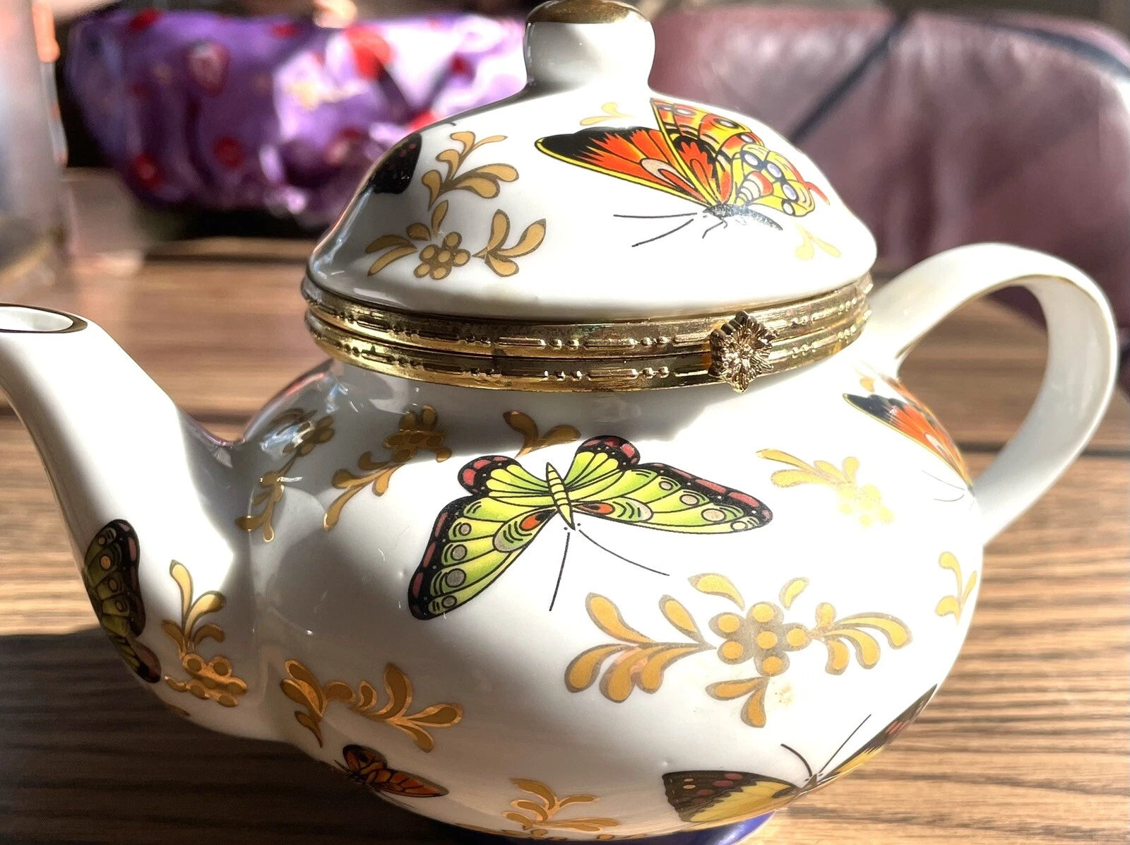 Formalities by Baum Bros Teapot Trinket Box Butterfly Theme