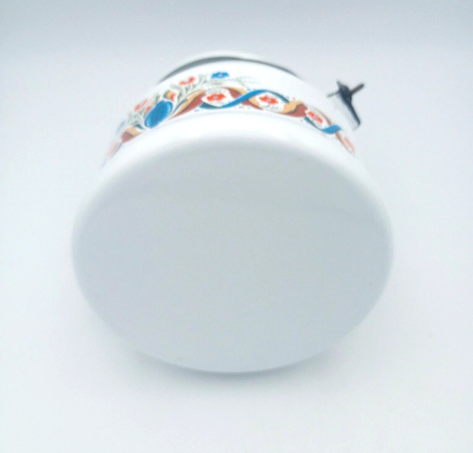 Vintage Berggren Swedish Folk Art  Enamelware Floral Handled Tea Pot Tea Kettle