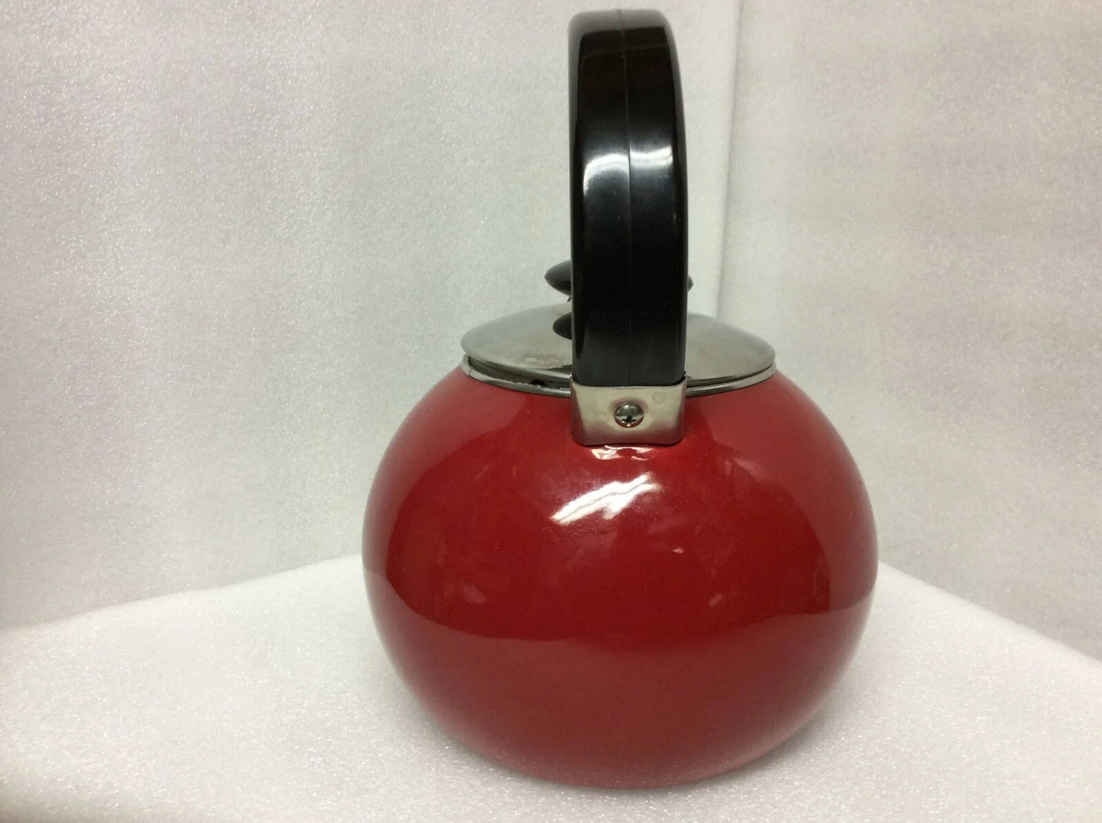 Vintage  Round Red Enamel Tea Kettle - USED
