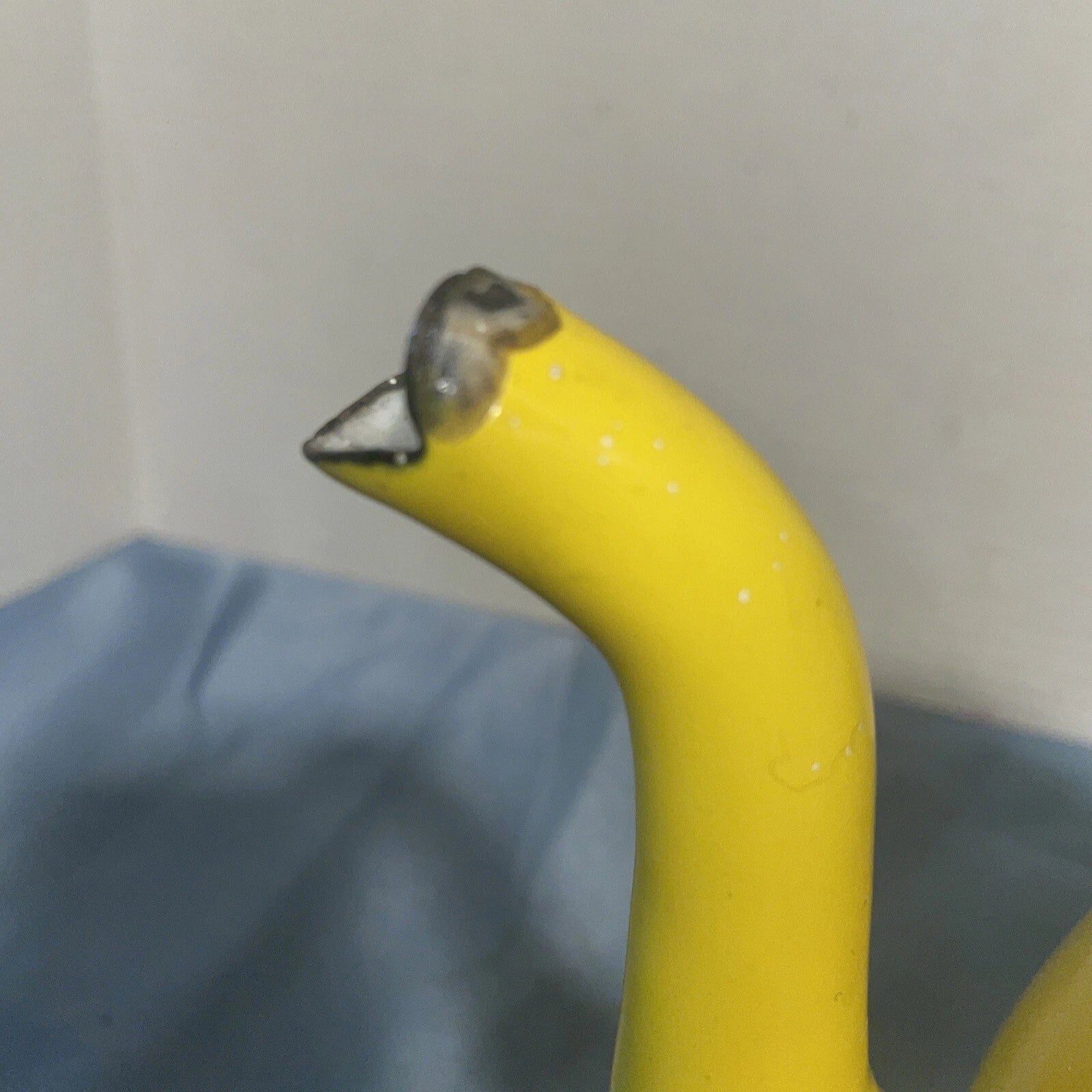 Vintage Yellow MCM Enamel Teapot Kettle W/Handle Top Glass Knob Missing See Pics