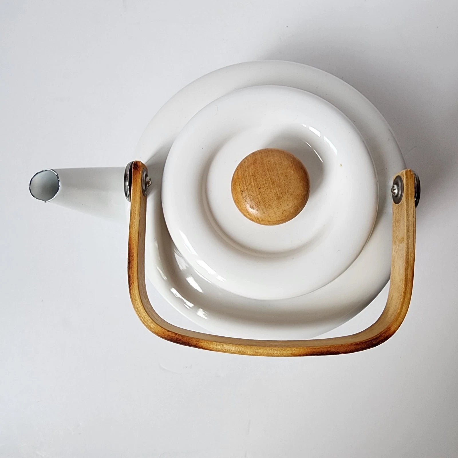 Vintage National Housewares Teapot Kettle Floral Country Garden Bamboo 1987