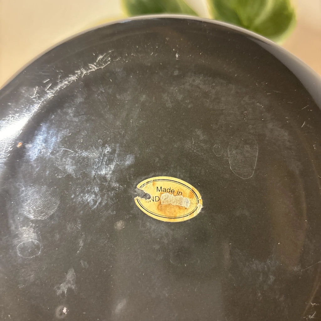 Vintage Mid Century Tea Kettle Black w Wooden Handle and Knob