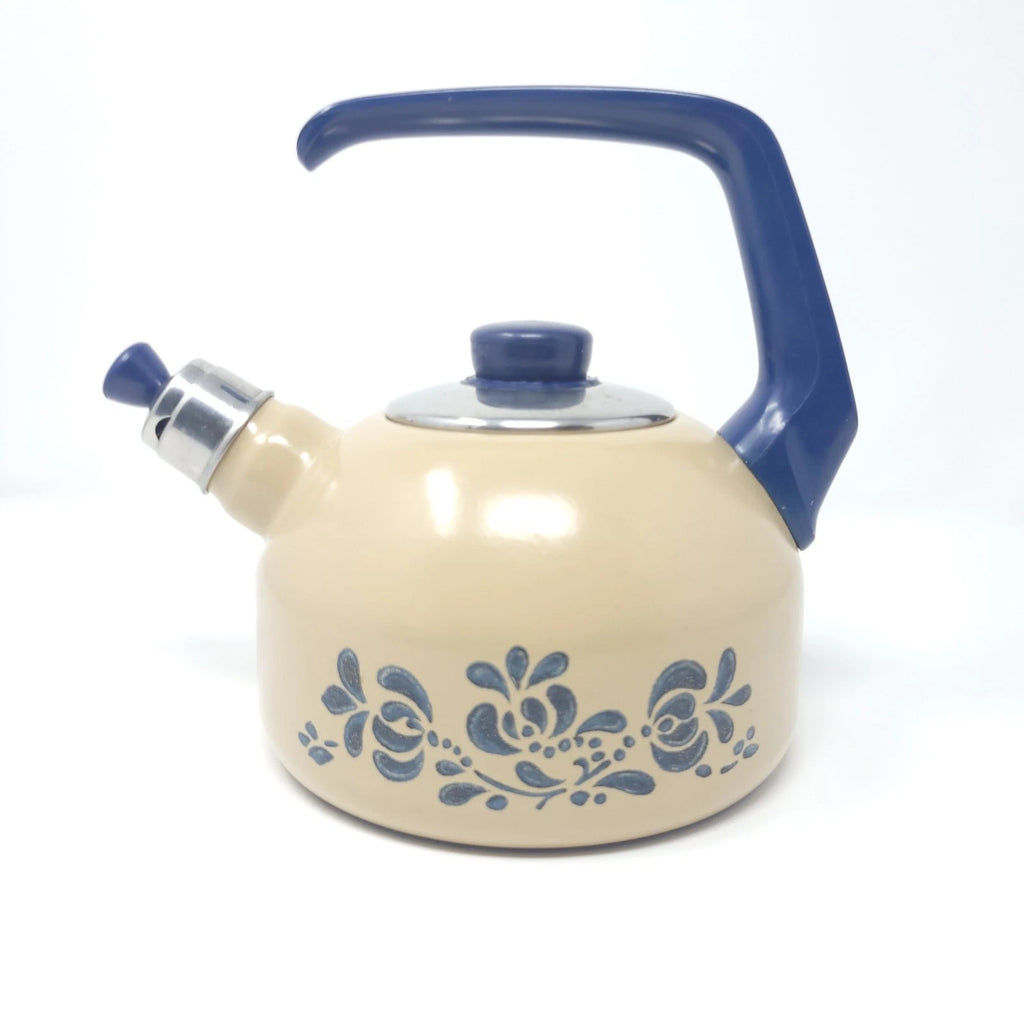 Pfaltzgraff Yorktowne Enamel on Metal L Handle Round Tea Kettle