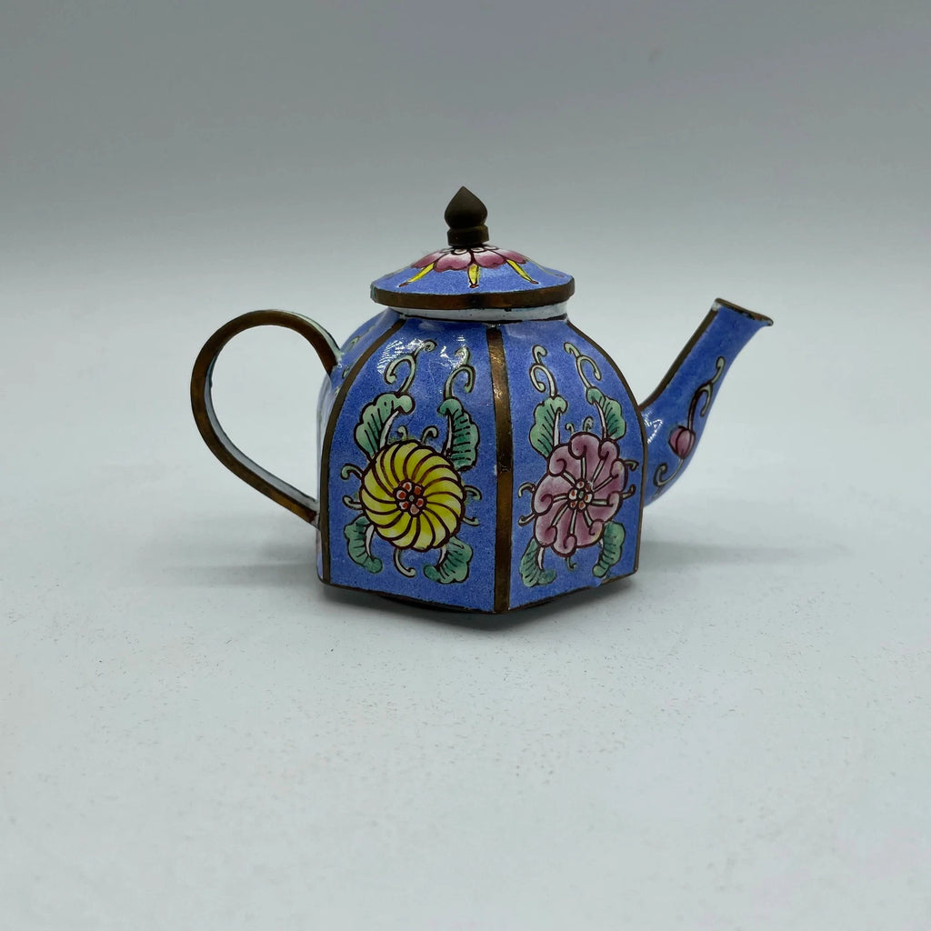 Collectible Enamel Teapot with Wood Box, Amanda Smith Gifts