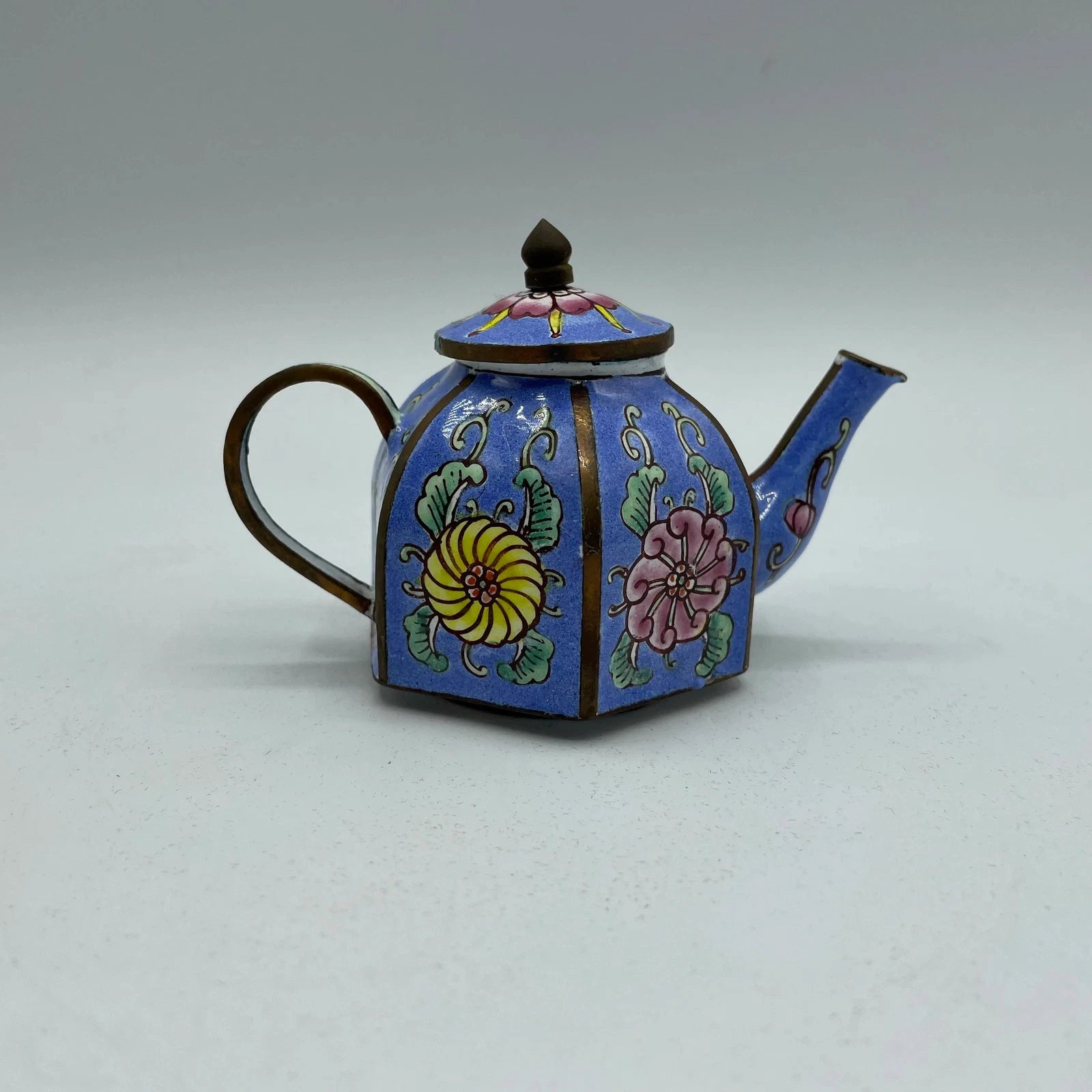 Collectible Enamel Teapot with Wood Box, Amanda Smith Gifts