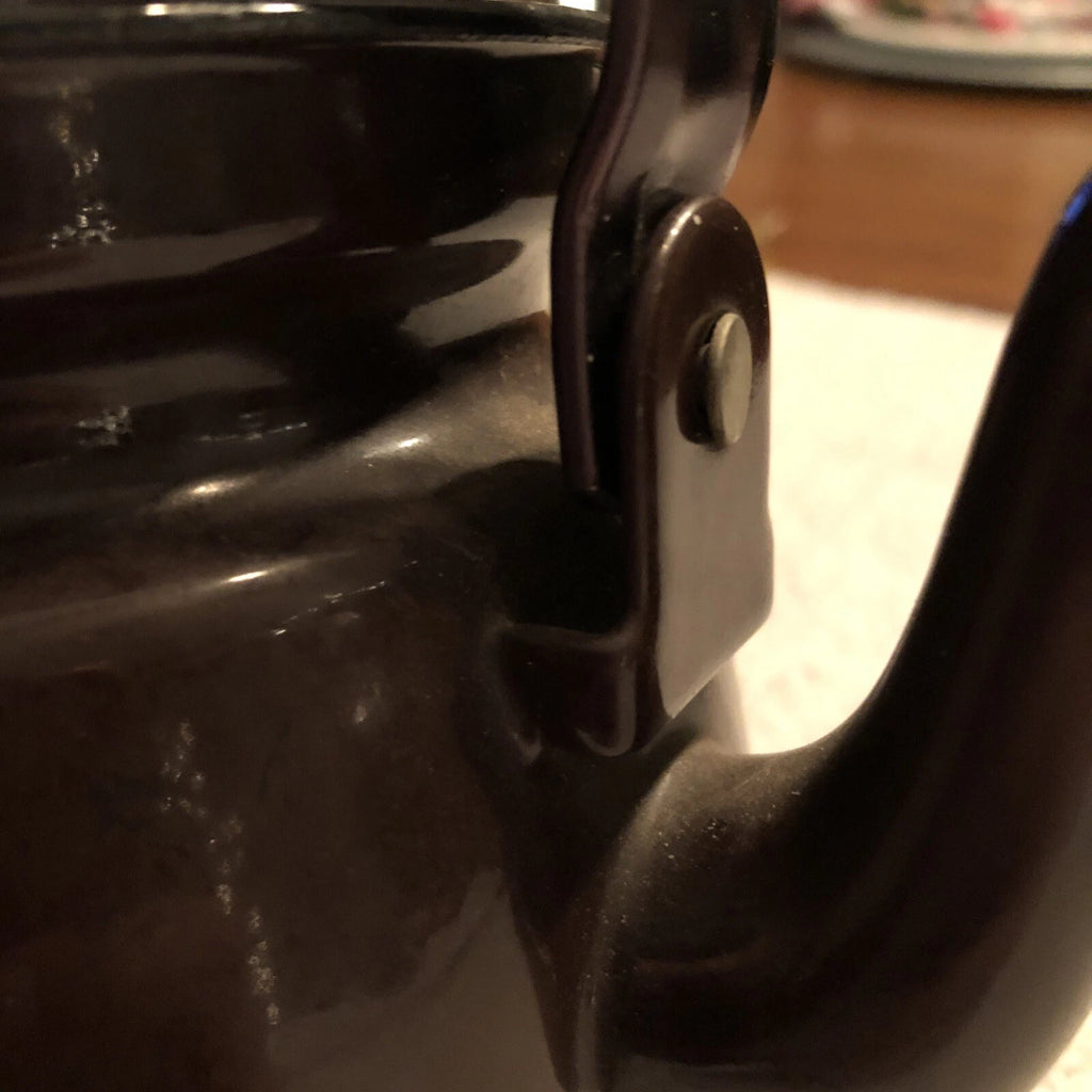 Small Brown Enamel Tea Kettle With Lid E