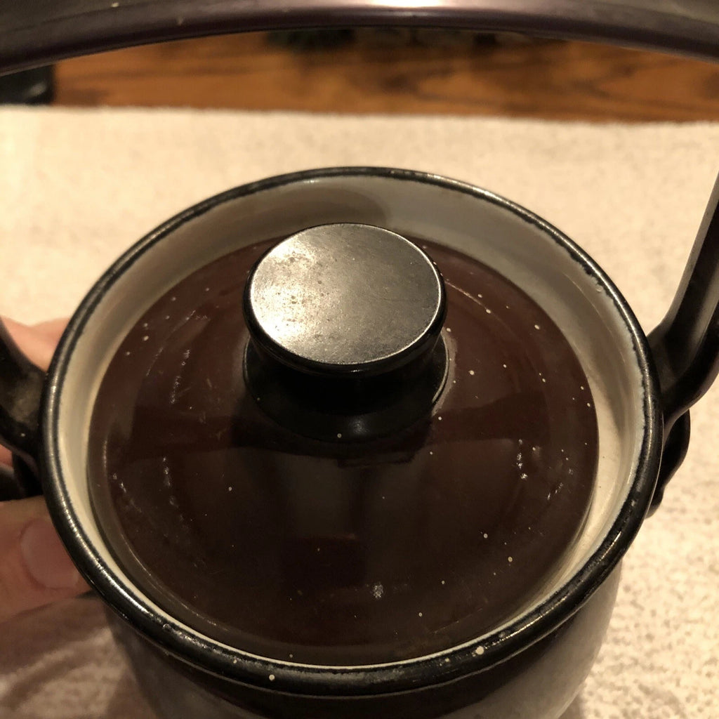 Small Brown Enamel Tea Kettle With Lid E