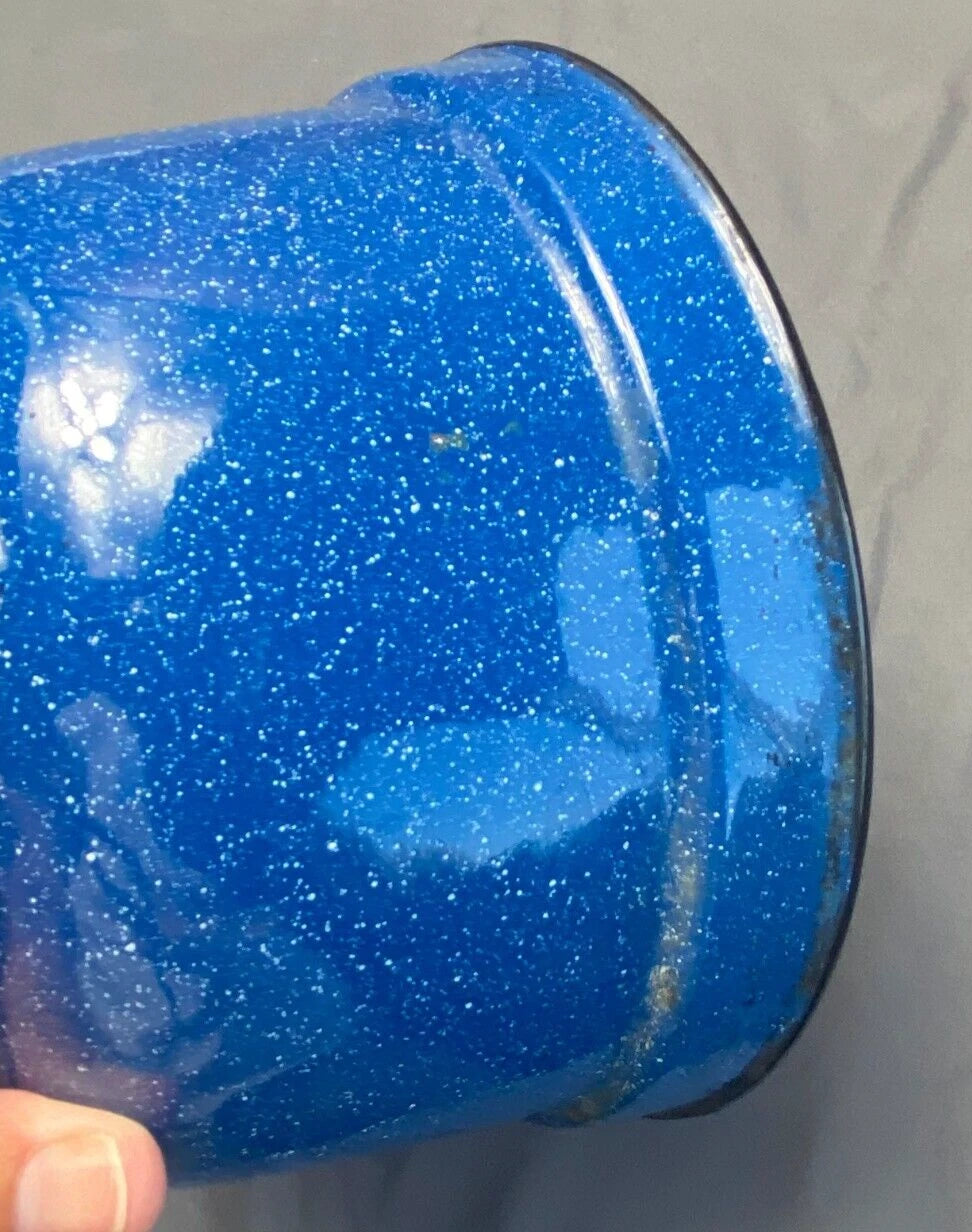 Vintage Cinsa Enamelware Blue Speckled Teapot Camping Country Kitchen Farm House