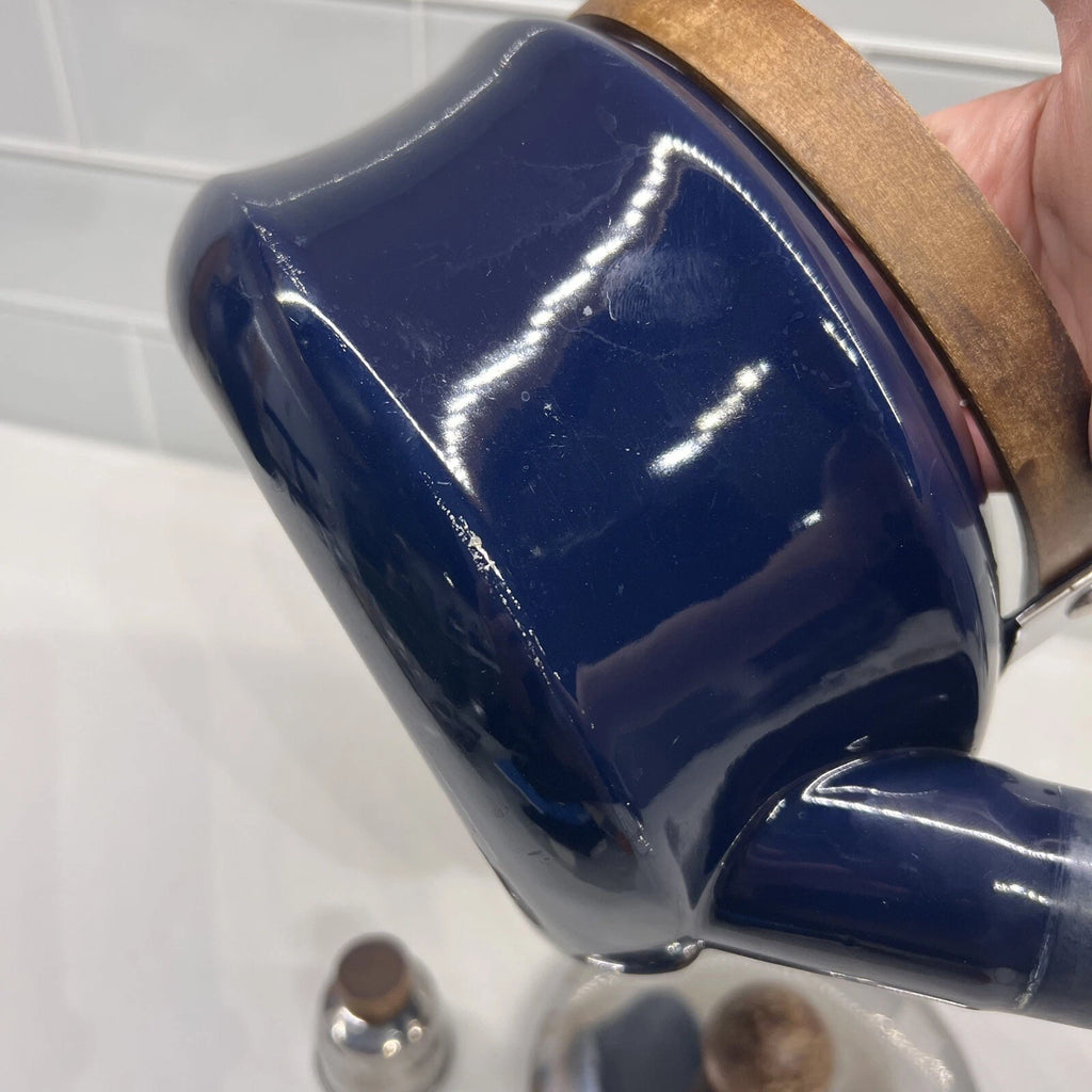 Vintage Towle Co. National Housewares 1987 Dark Blue Enamelware Teapot