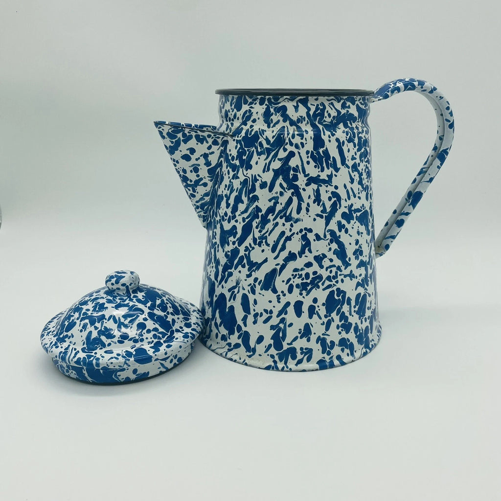 CGS International Inc. Fine Enamelware Blue white 8.5in Tea Pot 1986