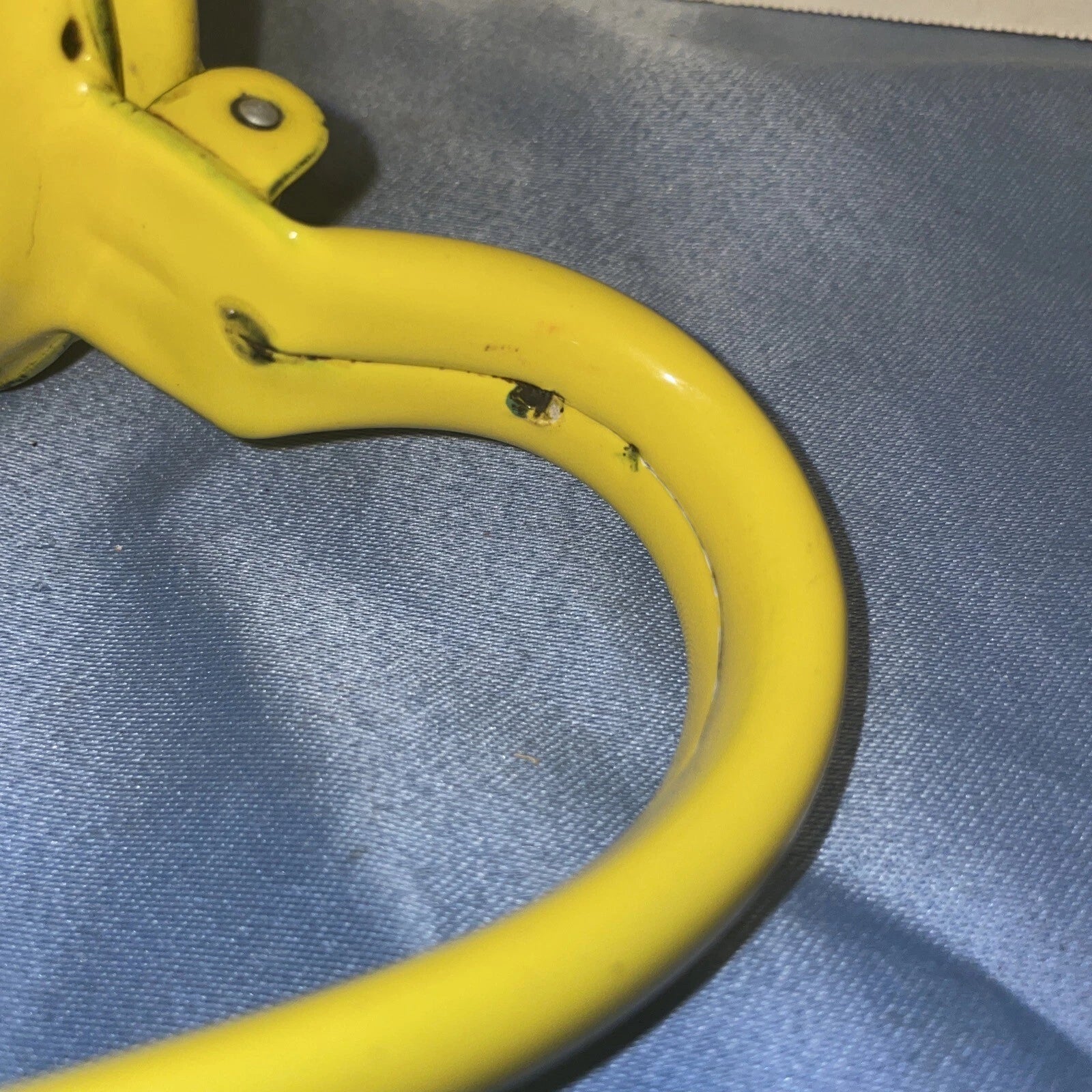 Vintage Yellow MCM Enamel Teapot Kettle W/Handle Top Glass Knob Missing See Pics