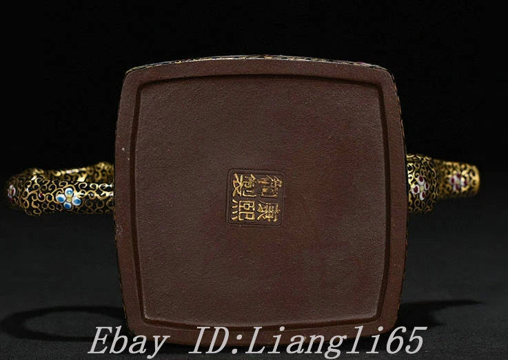 5.5" Old Qing Dynasty Enamel Colour Porcelain Gilt landscape Wine Tea Pot Flagon-