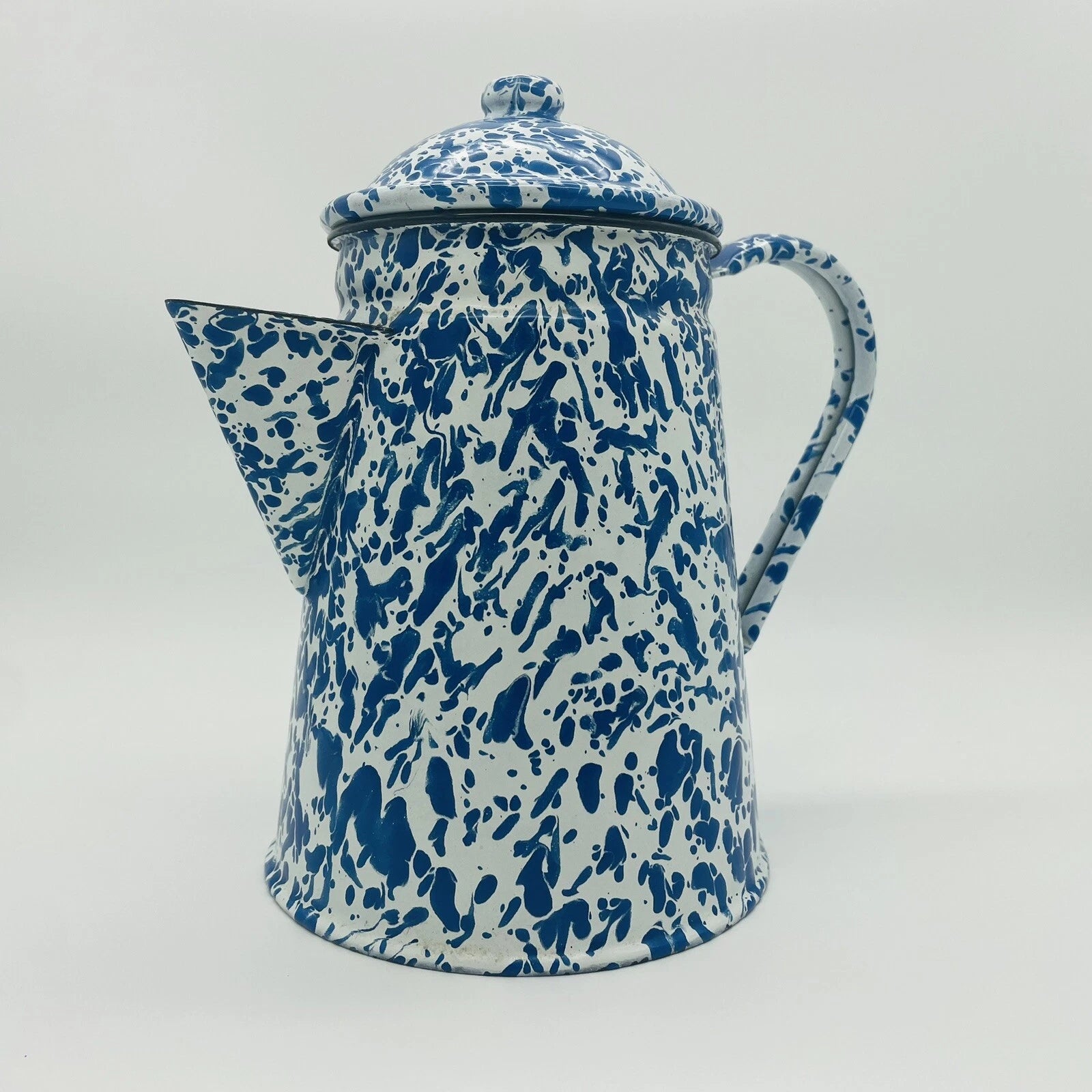 CGS International Inc. Fine Enamelware Blue white 8.5in Tea Pot 1986