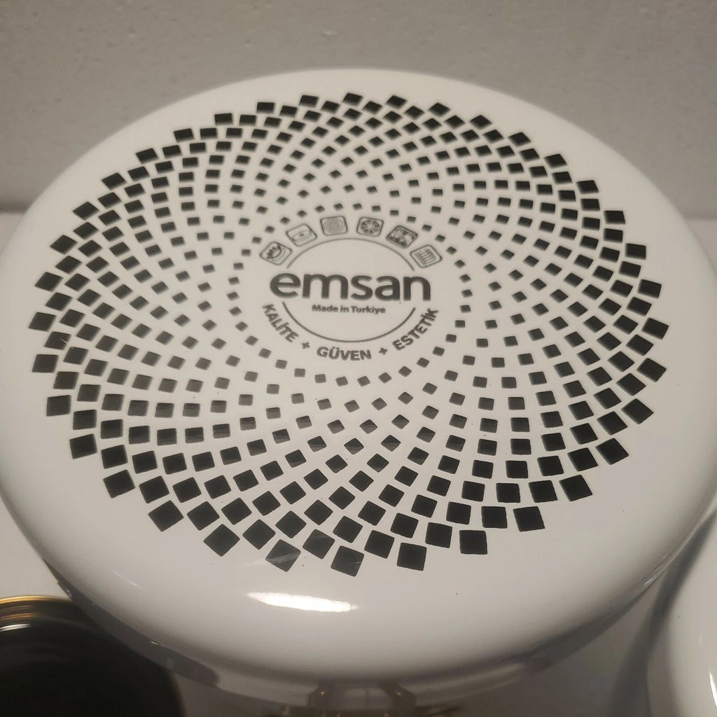 Emsan Troy Kettle White Nostalgia Enamel Vintage TeapotsTitanium Coated  c6