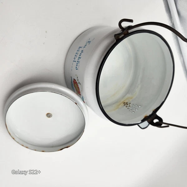 Swedish Scandinavian Tea pot Berggren Enamelware Rosemaling Folk Art Vintage