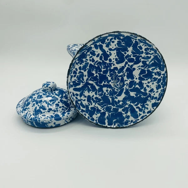 CGS International Inc. Fine Enamelware Blue white 8.5in Tea Pot 1986