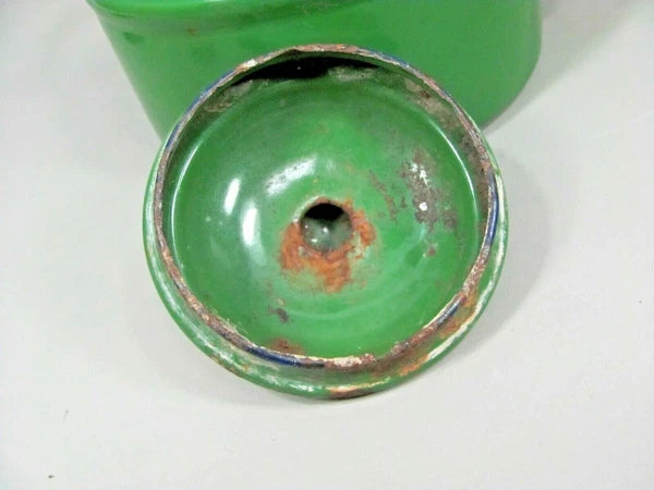 Decorative TEA POT Primitive Rustic Farmhouse Decor Green Enamel