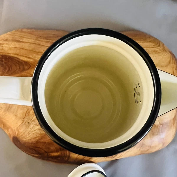 Vintage Enamel Coffee Pot Percolator Flowers Butterfly Bumblebee MCM Enamelware