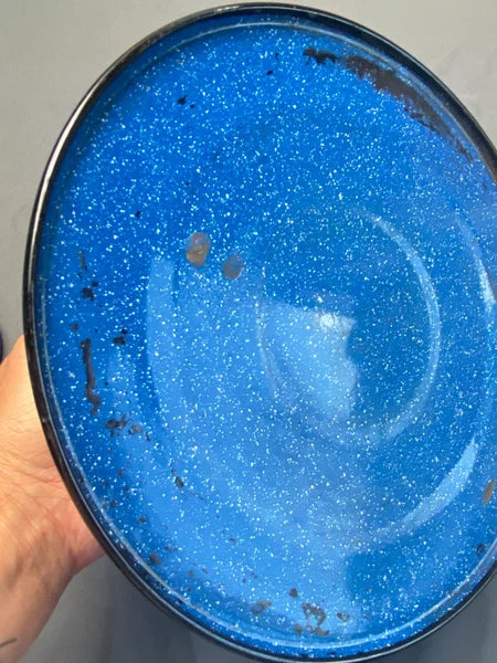 Vintage Cinsa Enamelware Blue Speckled Teapot Camping Country Kitchen Farm House