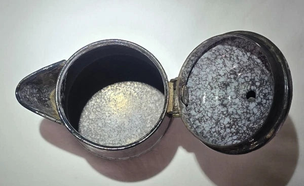 Enameled Ware Gray Brown Relish Pattern Coffee Pot 6" x 4" x 7"