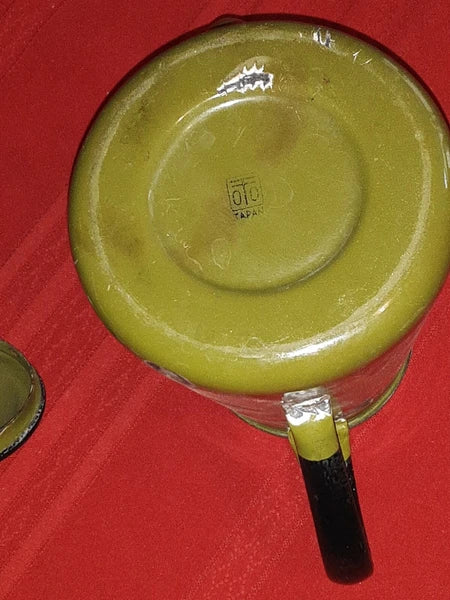 Vintage Enamel Teapot & Tray Japan