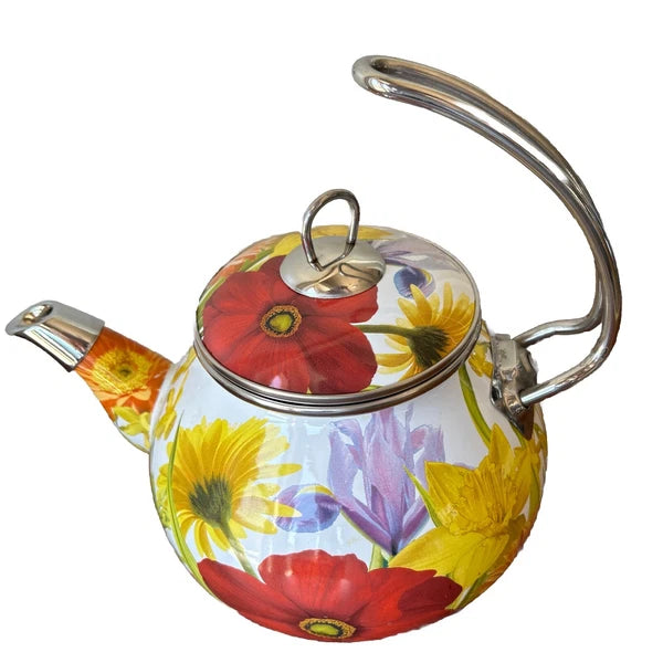 The Pioneer Woman Flower Garden Tea Kettle 2.3 Qt Retired Pattern Enameled Steel