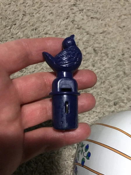 VINTAGE WHITE ENAMEL COFFEE POT Robin/ Blue Bird In A Cage