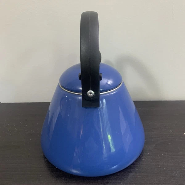 Le Creuset Whistling Tea Pot Kettle 1.6 L Liter 1.7 Qt Quart Blue Enamel Teapot!