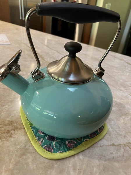 Chantal Classic Stovetop Tea Kettle Turquoise Whistling Teapot 1.8 qt