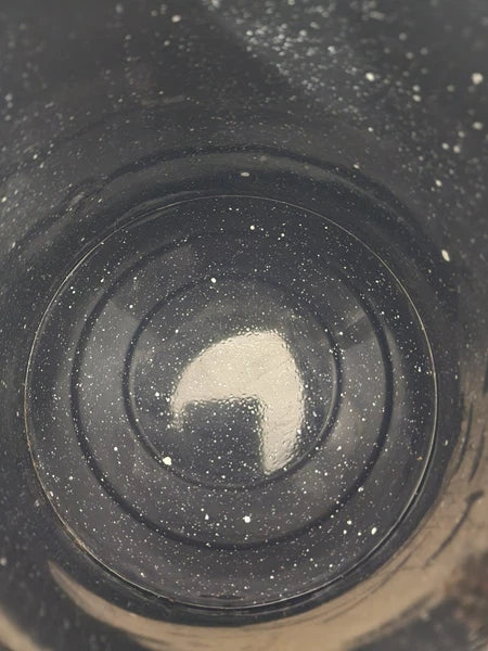 Vintage Enamelware Coffee Tea Pot, Camping Kettle Black Speckled 8” Tall No Lid