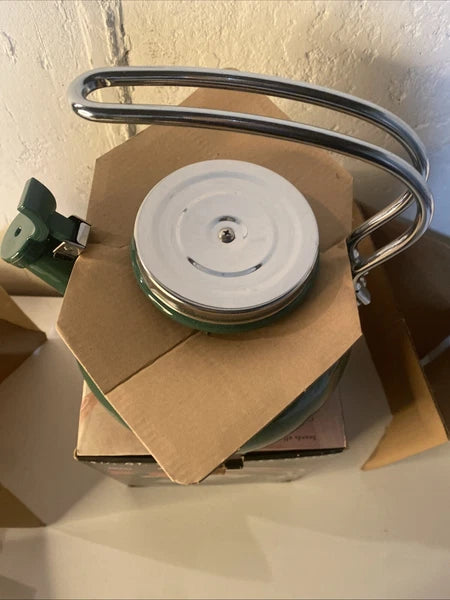 NEW EKCO TEA KETTLES Style Enamel on Steel Royal Green Whistling 2.5 Qt Ekco VTG