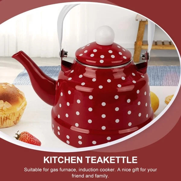 Vintage Tea Kettle 1.1 L Enamel Tea Kettle with Handle, Stove Top Water Kettl...