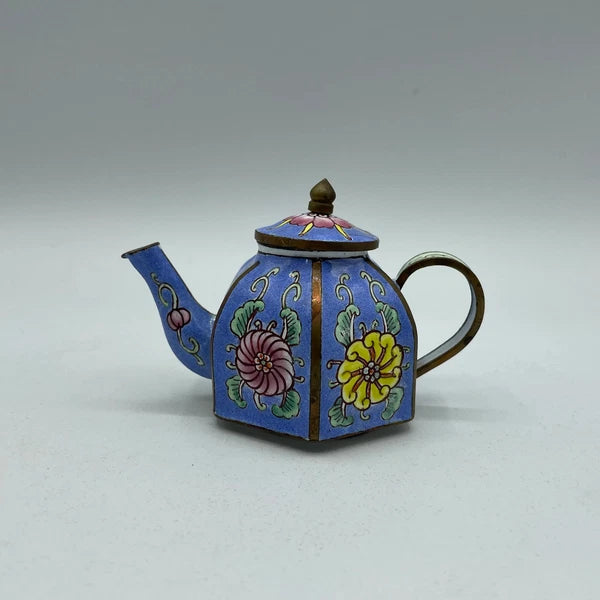 Collectible Enamel Teapot with Wood Box, Amanda Smith Gifts