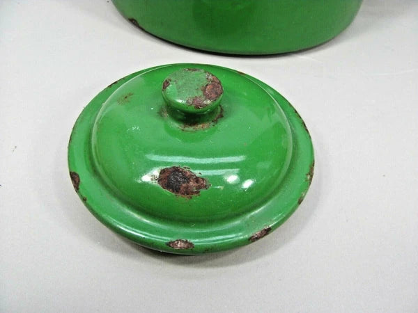 Decorative TEA POT Primitive Rustic Farmhouse Decor Green Enamel