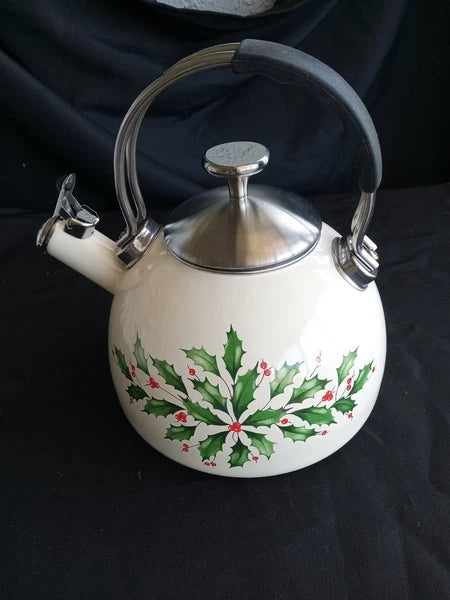 LENOX HOLIDAY ENAMEL TEAPOT KETTLE NEVER USED
