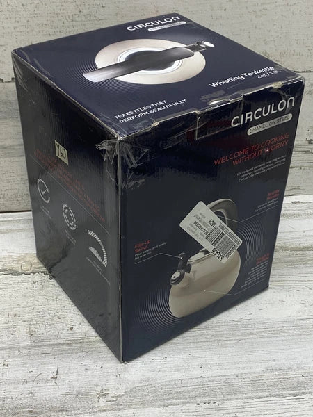 Circulon Enamel on Steel 2 Quart Whistling Teakettle - Cream Color New