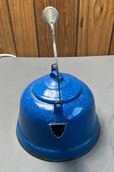 Vintage Cinsa Enamelware Blue Speckled Teapot Camping Country Kitchen Farm House