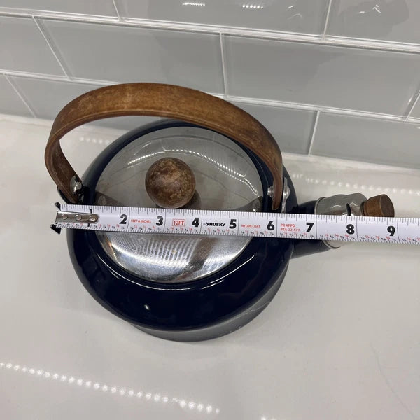 Vintage Towle Co. National Housewares 1987 Dark Blue Enamelware Teapot