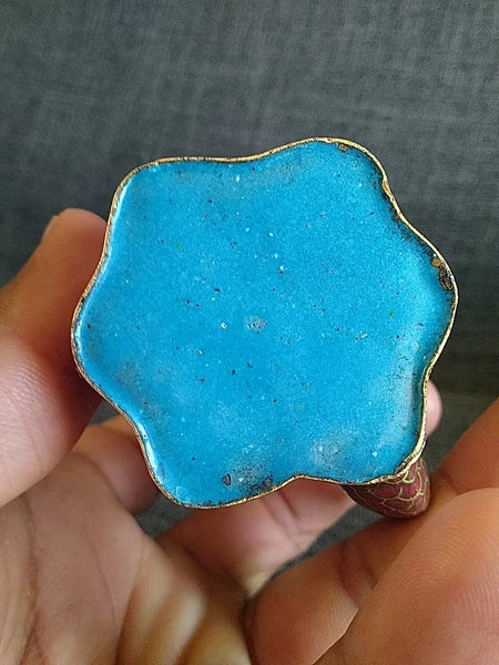 VTG CHINESE CLOISONNE BRASS AND ENAMEL BROWN  MINIATURE TEAPOT