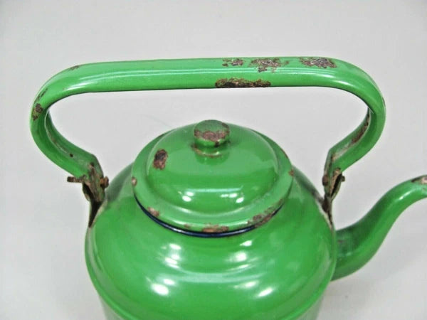 Decorative TEA POT Primitive Rustic Farmhouse Decor Green Enamel