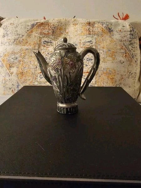 Vintage Cloisonne Enamel Miniature Decorative Floral Teapot