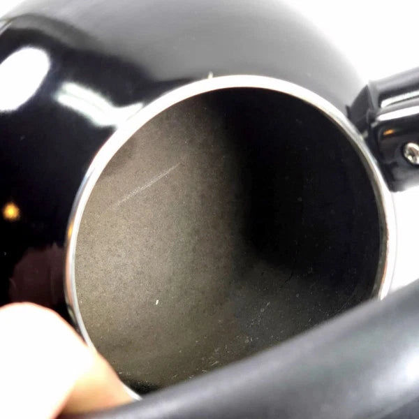 Copco Whistling Teapot Tea Kettle Pot Onyx Black Enamel With Handle and Lid EUC