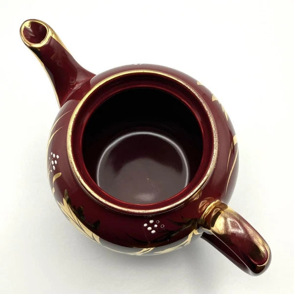 Vintage Gibson’s Burgundy Maroon Gilt & White Enamelled Teapot